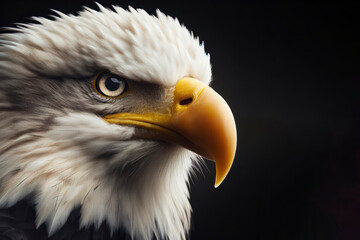 Obraz premium american bald eagle close up portrait on solid background. ai generative