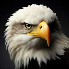 Fototapeta premium american bald eagle close up portrait on solid background. ai generative