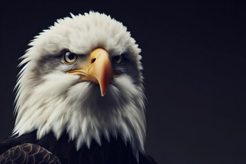 american bald eagle close up portrait on solid background. ai generative