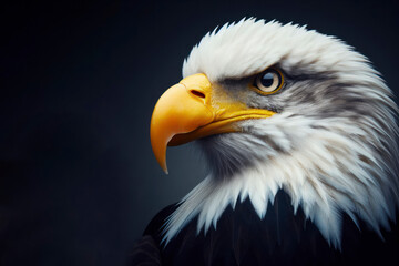 Fototapeta premium american bald eagle close up portrait on solid background. ai generative