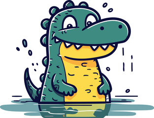 Obraz premium Crocodile vector illustration. Cute cartoon crocodile.