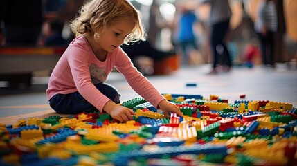 child playing with bricks