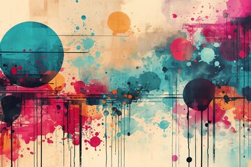 abstract painted background, multicolored, with strokes and splashes as a wallpaper - obrazy, fototapety, plakaty
