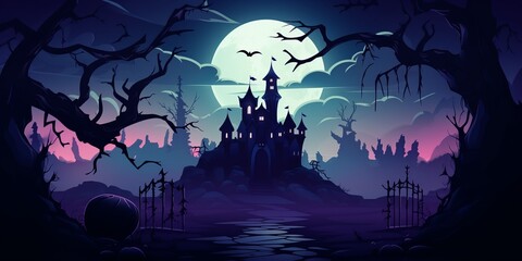 Illustration of a haunted castle. 