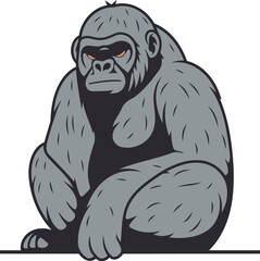 Gorilla. Vector illustration of a gorilla on a white background.