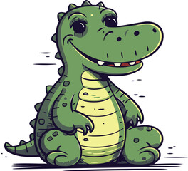 Obraz premium Cute crocodile cartoon vector illustration isolated on a white background.