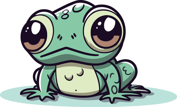 recommend clip art: Cute cartoon frog isolated on a white background. Vector illustration.