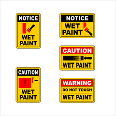 Wet Paint Safety Sign, Caution Wet Paint Sign - obrazy, fototapety, plakaty