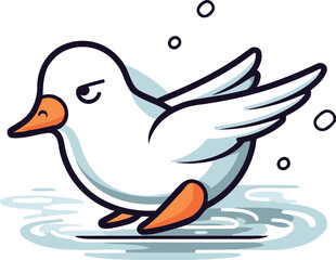 Duck swimming in the water. Vector illustration of a cute cartoon bird.