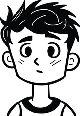 Obraz premium Cute cartoon man with facial expression. Vector illustration in black and white.