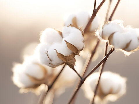 Dried cotton plant, close-up. 