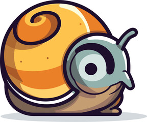 Snail Cartoon Mascot Character. Vector Illustration Isolated On White Background
