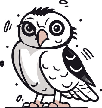 Cute cartoon owl. Vector illustration in doodle style.