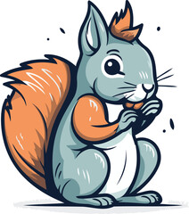 Squirrel. Vector illustration of a squirrel with a nut in his hand.