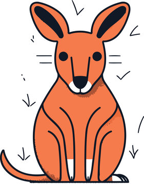 Cute kangaroo. Vector illustration in doodle style.