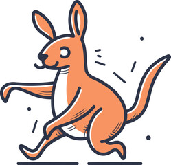 Kangaroo running. Cartoon kangaroo. Vector illustration.