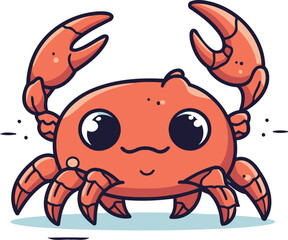 Cute crab cartoon character. Vector illustration of a cute crab.