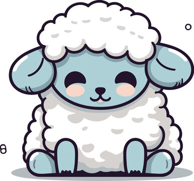 Cute sheep cartoon character. Vector illustration of a cute sheep.