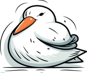 Cute seagull. Vector illustration isolated on white background.