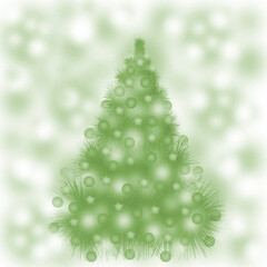 beautiful New Year tree with balls and snowflakes, new, New Year 2024, Christmas, postcard, illustration for a children's book, magazine, calendar, print, retro, graphic, vintage