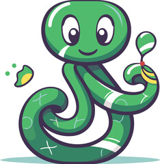 Cute Snake Cartoon Mascot Character. Vector Illustration.