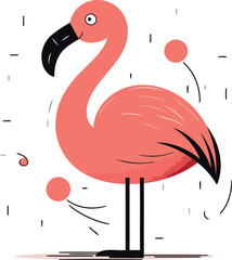 Flamingo. Vector illustration in flat style. Isolated on white background.
