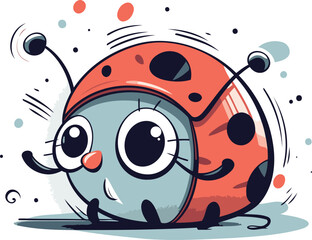 Cartoon ladybug. Cute colorful character. Vector illustration.