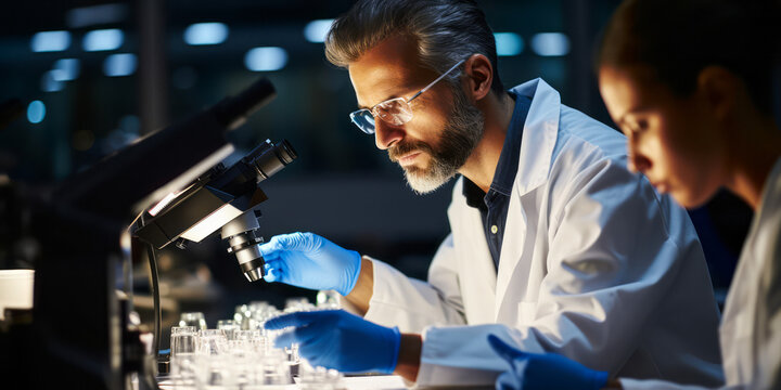 Cutting-Edge Research: Scientist Engrossed in Computer Work at Modern Laboratory