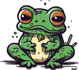 Obraz premium Frog cartoon mascot. Vector illustration isolated on a white background.