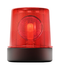 Flashing red alarm light isolated on white background. 3D illustration - obrazy, fototapety, plakaty