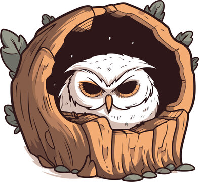 recommend clip art: Owl in a birdhouse. Vector illustration of a cartoon owl.