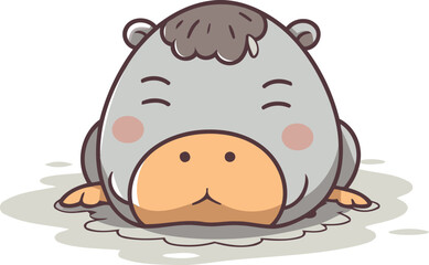 Naklejka premium Hippo cartoon character. Vector illustration. Cute animal.