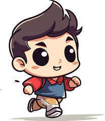 Boy running   Cute Cartoon Vector Illustration