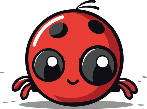 Cute Ladybug Cartoon Mascot Character Vector Illustration.