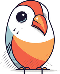 Vector illustration of cute little bird. Cute cartoon character. Flat design.