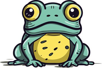 Cute cartoon frog. Vector illustration isolated on a white background.