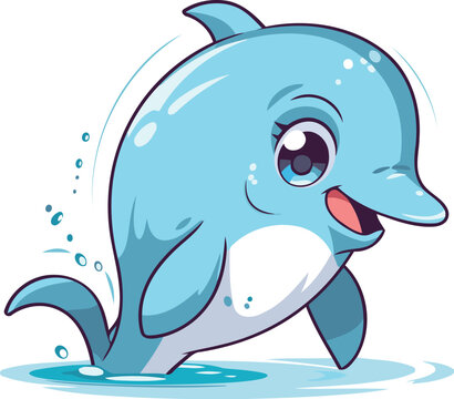 Cute cartoon dolphin. Vector illustration of a cute cartoon dolphin.