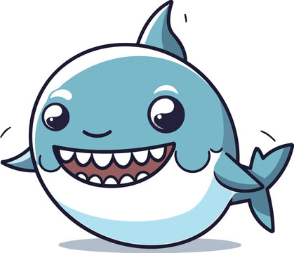 Cute Shark Cartoon Mascot Character. Vector Illustration.