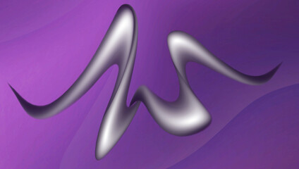 Metallic wave on gradient purple background graphic illustration