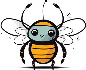Naklejka premium Cute cartoon bee. Vector illustration isolated on a white background.