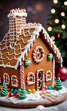 Photo Of Christmas Gingerbread House With Icing