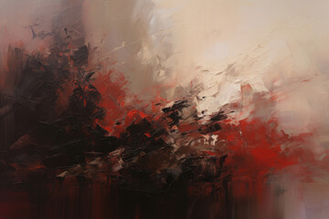 an abstract painting of red and black colors. Expressive Ruby oil painting background