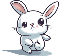 Cute cartoon rabbit isolated on a white background. Vector illustration.