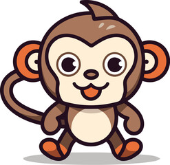 Obraz premium Cute Monkey Cartoon Mascot Character Vector Icon Illustration Design