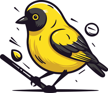 recommend clip art: Cartoon goldfinch. Vector illustration. Isolated on white background.