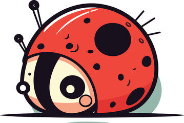 Obraz premium Ladybug. Cute cartoon character. Isolated on white background. Vector illustration.