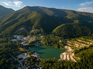 Aerial view of Sutovo lake, Slovakia. 