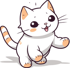 Fototapeta na wymiar Cute cartoon cat isolated on a white background. Vector illustration.