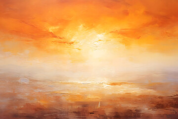 Sunset Reverie in Orange, abstract landscape art, generative ai