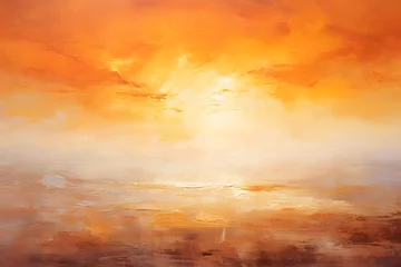 Fotobehang Sunset Reverie in Orange, abstract landscape art, generative ai © Niko